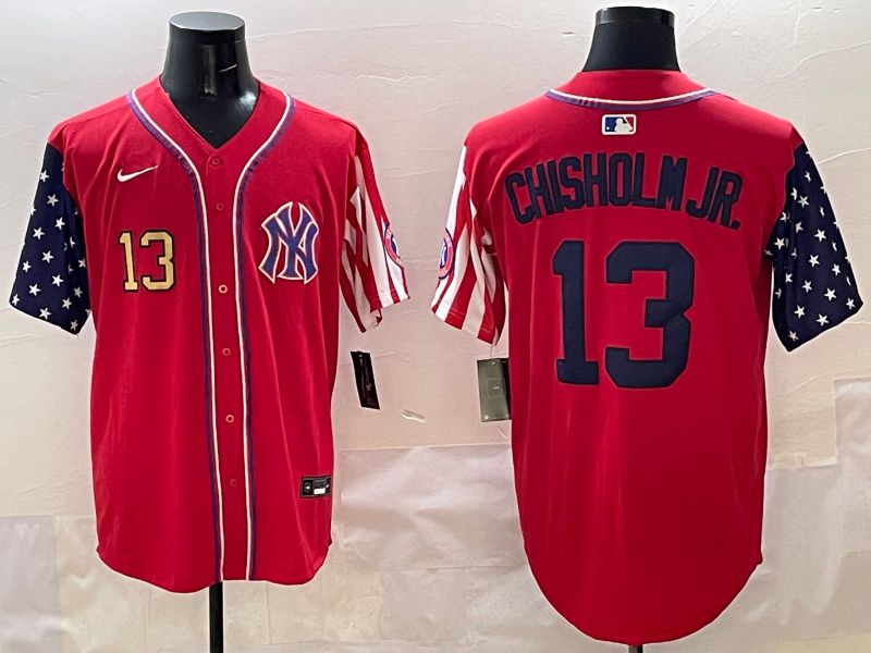 Men New York Yankees #13 Chisholm jr Red a generation of national flags Jointly Name 2025 Nike MLB Jersey style 3->new york yankees->MLB Jersey